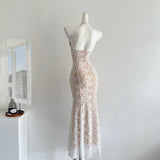 Sexy Mermaid V Neckline White Lace Summer Dress Holiday Party Birthday Outfits For Teens HZ1214