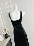 Sexy Mermaid Straps Black Velvet Summer Dress Holiday Party Birthday Outfits For Women HZ1214