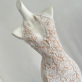 Sexy Mermaid V Neckline White Lace Summer Dress Holiday Party Birthday Outfits For Teens HZ1214