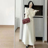 Knitted Sleeveless Dress Set Women's Autumn And Winter 2025 New Loose V-Neck Sweater Knitted Two Sets HZ0108