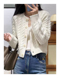 High-End Soft-Dense Cardigan Sweater Women 2025 Autumn And Winter New Retro Loose Jasmine Short Coat Top HZ0108