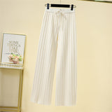 Relaxing High-Waisted Solid-Colored Knitted Broad-Legged Trousers Women's New Korean Version Of The Relaxed Straight Trousers In The Autumn And Winter Of 2025 HZ0108