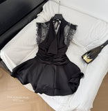 Sexy A Line Halter Neckline Summer Dress Little Black Dress Holiday Party Outfits For Women HZ1214
