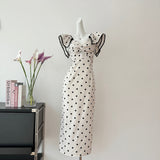 Cute A Line V Neckline Polka Dots Summer Dress Holiday Party Outfits For Women HZ1214
