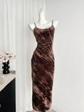 Sexy Mermaid Spaghetti Straps Velvet Green Summer Dress Holiday Party Outfits For Women HZ1214