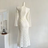 Sexy Mermaid Square Neckline Floral White Lace Summer Dress Holiday Party Outfits For Women HZ1214