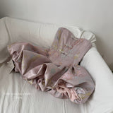 Cute Ball Gown Strapless Satin Floral Pink Short Summer Dress Holiday Party Outfits For Women HZ1214