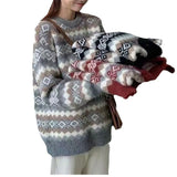 Vintage Jaspers Lazy Korean Edition Sweater Women's New Loose Round Collar Knitted Shirt In Autumn And Winter HZ0108