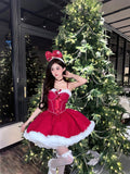 Niulatu Gown Spaghetti Straps Red Christmas Dress Birthday Dresses Birthday Outfits SD1125