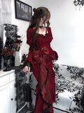 Niulatu Mermaid Sweetheart Lolita Dress Christmas Dress Burgundy Birthday Dresses SD1131