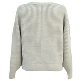 Autumn And Winter New White V-Neck Loose Single-Dcup Buckle Straight Knitted Long-Sleeved Sweater Cardigan HZ0108
