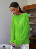Slave Knitted Jersey 2025 Spring And Summer New Female Perspective Thin Round Collar Horn Sleeve Knit T-Shirt HZ0108