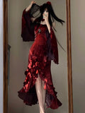 Cute High Low Burgundy Summer 18th Wine Red With Sleeves Birthday Dress Lolita Dress Birthday Outfits HZ1214