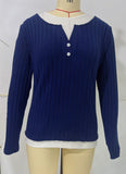 Mid-Winter 2025 New Lady Fake Two Round Collar Button Cover Long-Sleeved T-Shirt HZ0108