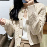 High-End Soft-Dense Cardigan Sweater Women 2025 Autumn And Winter New Retro Loose Jasmine Short Coat Top HZ0108