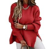 Lazy Autumn And Winter Fashion Knit Shirt Loose Long Sleeve Cover Solid Color Simple Sweater Woman HZ0108