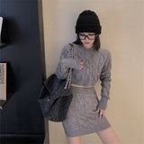 Autumn/Winter 2025 Sweater Women's Set Temperament With Knitted Shirts And Hips Skirt Fashion Two-Piece HZ0108