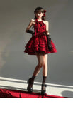 Niulatu Gown Halter Dark Red Christmas Dress Birthday Dresses Birthday Outfits SD1126