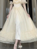 Elegant A line High Neckline Short Sleeves 16th Birthday Dress Lolita Dress White Birthday Outfits HZ1214