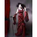Vintage High Low Spaghetti Straps Burgundy 16th Birthday Dress Lolita Dress Satin Birthday Outfits HZ1214