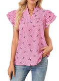 2025 Explosion Lady V-Neck Multi-Layer Lotus Leaf Sleeve Sweet Chiffon Top HZ0108