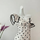 Cute A Line V Neckline Polka Dots Summer Dress Holiday Party Outfits For Women HZ1214