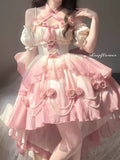 Vintage Ball Gown Halter Short Sleeves 16th Ombre Pink Birthday Dress Lolita Dress Birthday Outfits HZ1214