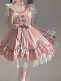 Sweet Ball Gown Lolita Outfits Short Sleeves Pink 18th Birthday Dress Lolita Summer Dress Birthday Outfits HZ1214