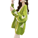 Japanese And Korean College Wind Bump Knitted Jersey Autumn And Winter New Loose Thin Temperament Lazy Sweater Women's Coat HZ0108