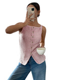 2025 Summer New Lady Casual Button Sleeveless Slings Vests HZ0108
