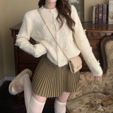 French Small Scent Sweater Women's Autumn And Winter 2025 Women's Bow Loose Top Red Knitted Cardigan Sweater HZ0108