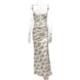 2025 Summer New Women's Fashion Sexy Print Body Waist Lace Breasts Slinged Dress HZ0108