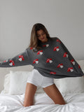 Small Mushroom Print Sweater Women Loose Top Autumn And Winter Leisure Lazy Long-Sleeved Knitted Shirt Woman HZ0108