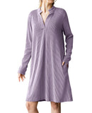 Autumn/Winter 2025 New Lady V-Neck Long Sleeves Loose Dress HZ0108