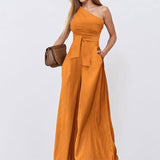 2025 New Spring And Summer Temperament Commute Solid Color Straight-Through Pants Strapped Trousers Trousers Women HZ0108