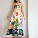 Women's Clothing 2025 Spring New Sexy Big Swing Dress Graffiti Print Sleeveless Sling Dress HZ0108