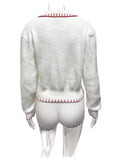 2025 New Women's Fashion Temperament Commuting Knitted Collar Long Sleeve Top Shorts Two-Set HZ0108