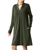 Autumn/Winter 2025 New Lady V-Neck Long Sleeves Loose Dress HZ0108