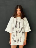 Spring And Summer New Strange Print Short-Sleeved Women's T-Shirt Spring And Summer New Loose Leisure Lazy Big-Size Coat HZ0108