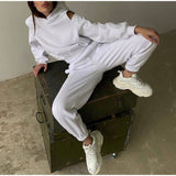 2025 Autumn Fashion Long Sleeve Plus Velvet Tight Belt Simple Style Sports Long Sleeve Trousers Set HZ0108