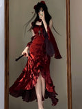 Cute High Low Burgundy Summer 18th Wine Red With Sleeves Birthday Dress Lolita Dress Birthday Outfits HZ1214