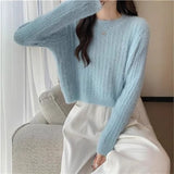 Sweet And Gentle Soft Water Velvet Sweater Women's Spring And Autumn 2025 New Round-Neck Long-Sleeved Short-Sleeved Knitted Shirt HZ0108
