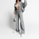 Women's 2025 Spring Sets Casual Pure Color Loose Temperament With Temperamental Solid Color With T-Swear Sports Set HZ0108