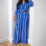 Women's Clothing 2025 Winter New Temperament Casual Long-Sleeved Striped Shirt Trousers Fashion Suit Women HZ0108