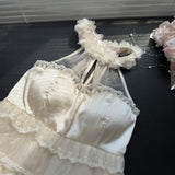 Cute A Line Square Halter Lace Summer Dress Holiday Party Outfits For Girls HZ1214