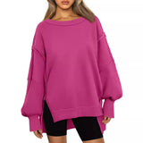 Mid-Winter 2025 New Products Loose Splicing Round Collar Open Fork Jacket Lady Top HZ0108
