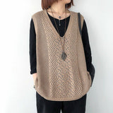 Knitted Vest Spring And Summer Hollow Sleeveless Thin Loose Size V Laguard Shoulder Retro Horse Tide Outside HZ0108