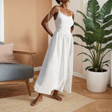 Spring 2025 Dress Women's Elegant Back Sexy V Collar High-Waist Fashion Sleeveless Sling Dress HZ0108