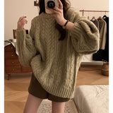 Round Collar 2025 New Soft-Mascued Knitting Coat On The Head Of The Lazy Wind Korean Version Of The Loose Sweater Coat Women's Large Autumn And Winter HZ0108