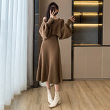 New French High-Grade Slim Slimy Small Small Fragrant Style Two Sets Of Knitted Dress Woman HZ0108